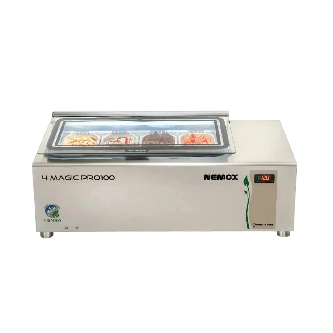 Nemox 4 Magic Pro100 I-GREEN Gelato Display & Storage – 4×2.5L Trays commercial kitchen equipment