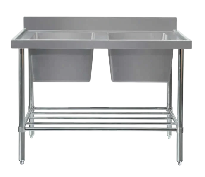 Mixrite Double Bowl Sink Bench with Splashback 2100W x 700D x 900H mm commercial kitchen equipment