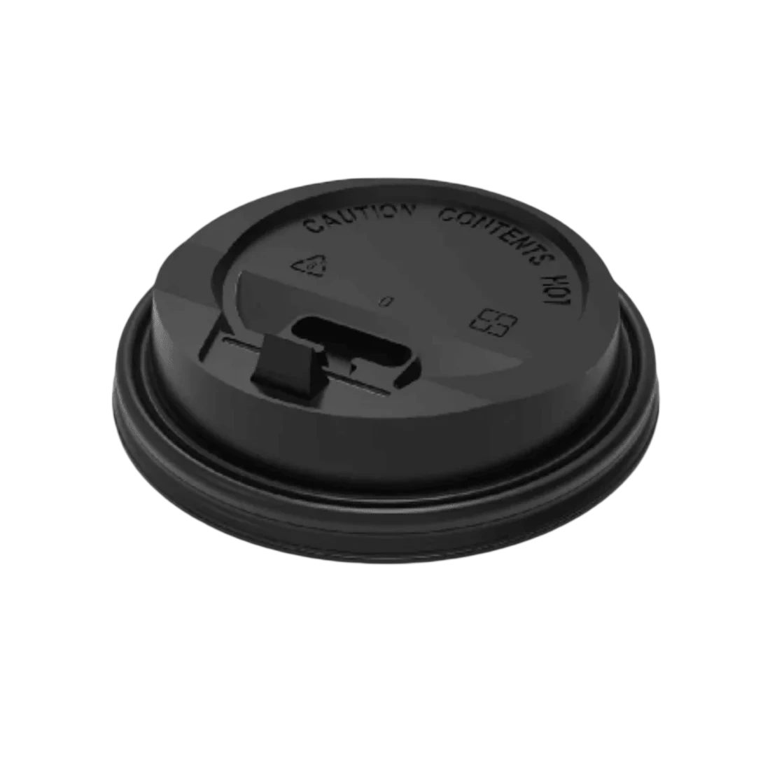 PakMax BLACK 90mm PS Plastic Coffee Cup Enclosure Lid – PSEL-90BK-LID commercial kitchen equipment