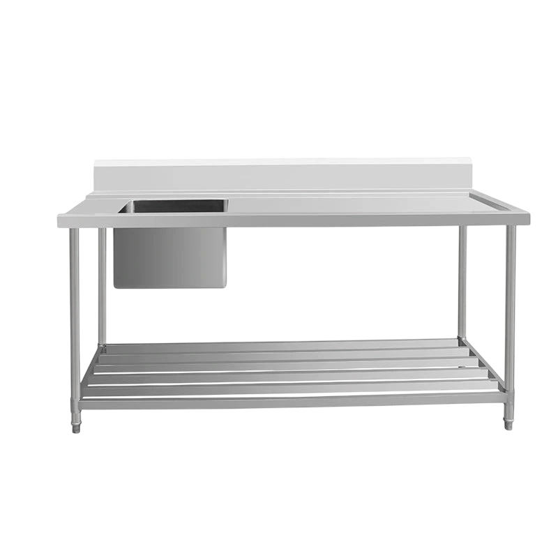 Inlet Bench - Single Sink with Splashback & Pipe Undershelf – 622360