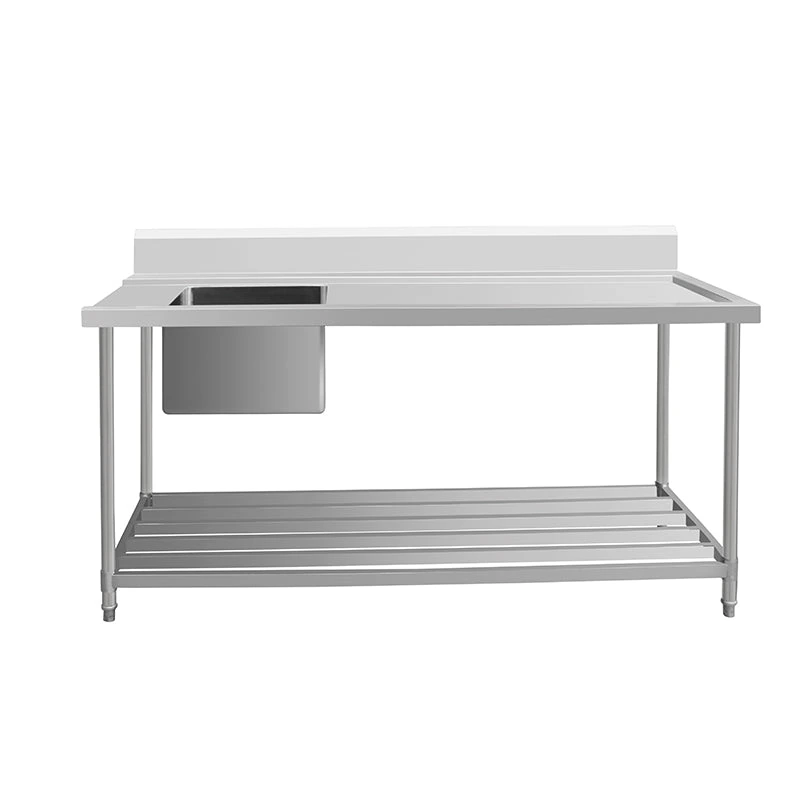 Inlet Bench - Single Sink with Splashback & Pipe Undershelf – 622361