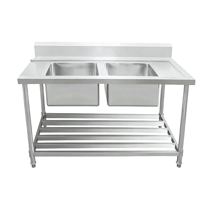 Inlet Bench - Double Sink with Splashback & Pipe Undershelf – 622368