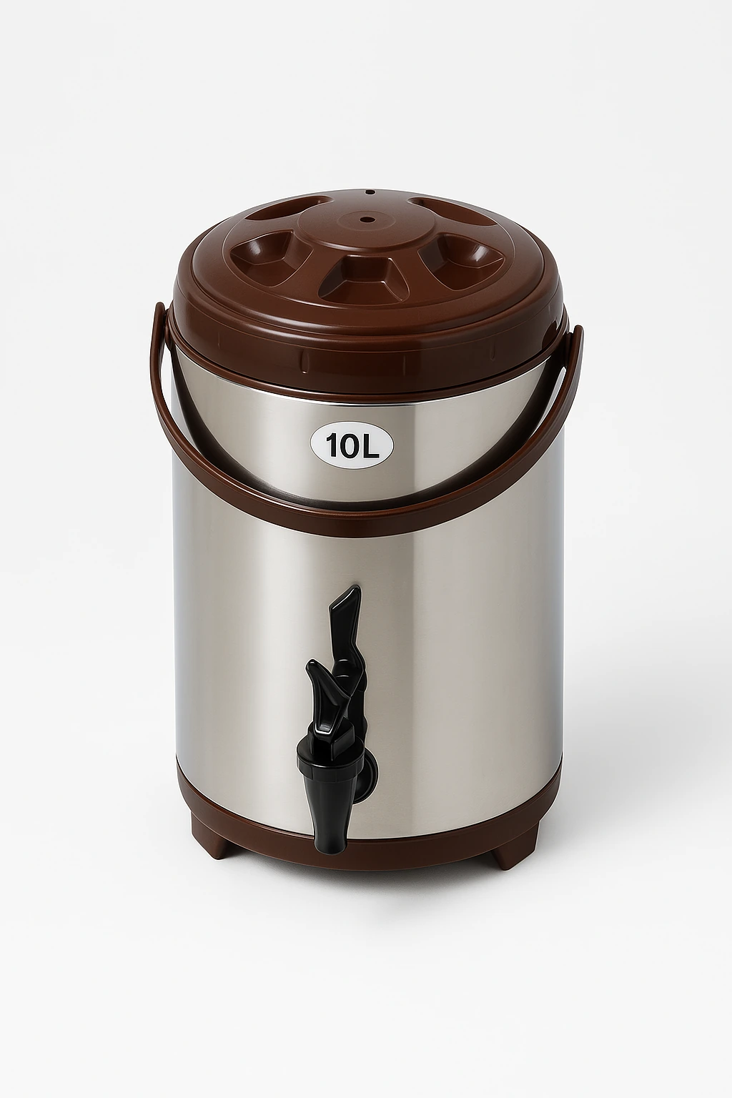 Kitchen Knock 490977 Stainless Steel Drink Dispenser – Brown Rim, 8L