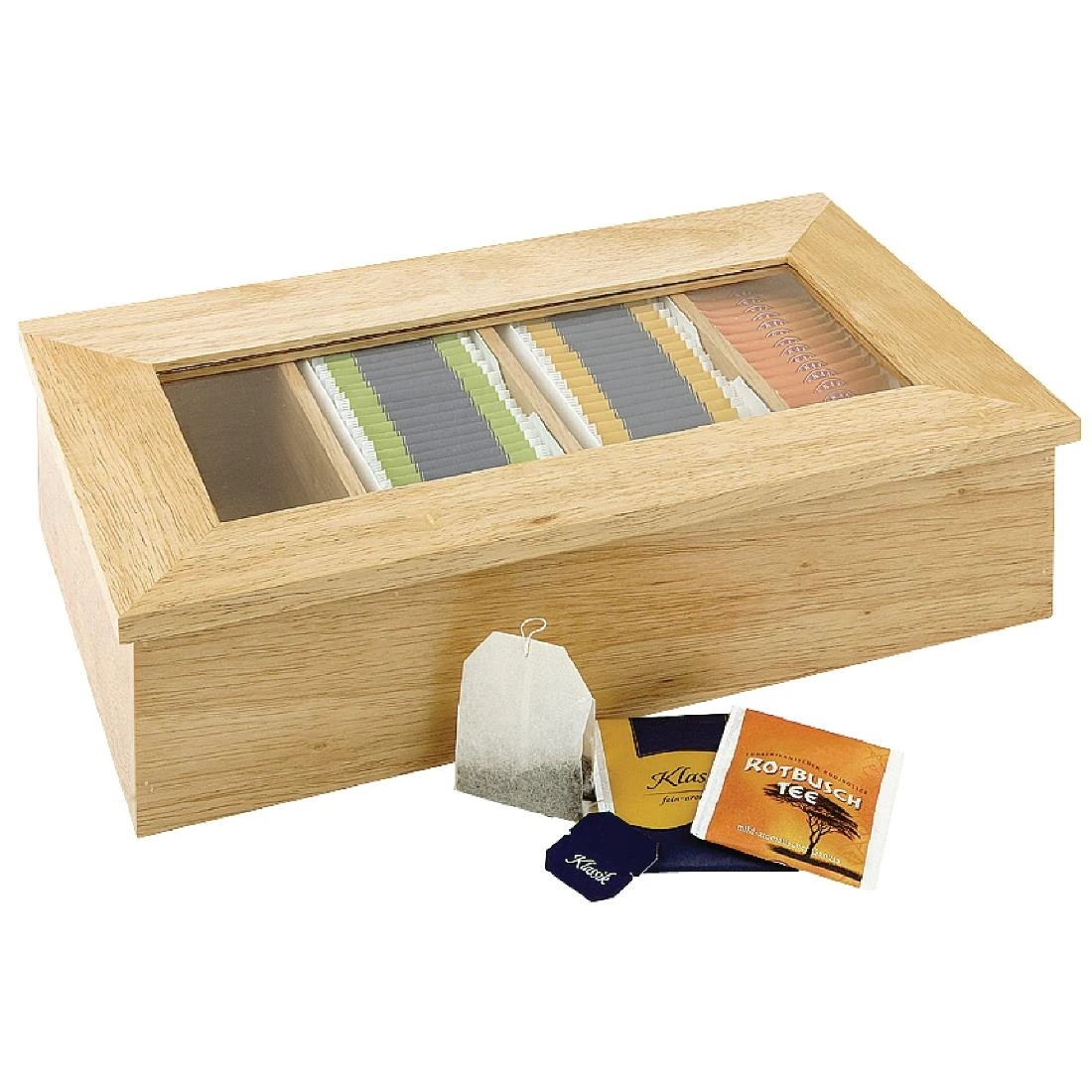 Olympia CB808 Tea Box with Lid 4 Compartment - 90x335x200mm 3.5x13x7.75"
