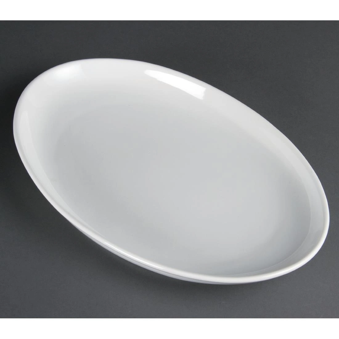 Olympia Oval Plate 365mm 235mm 14mm White Porcelain Pack 2 CC891