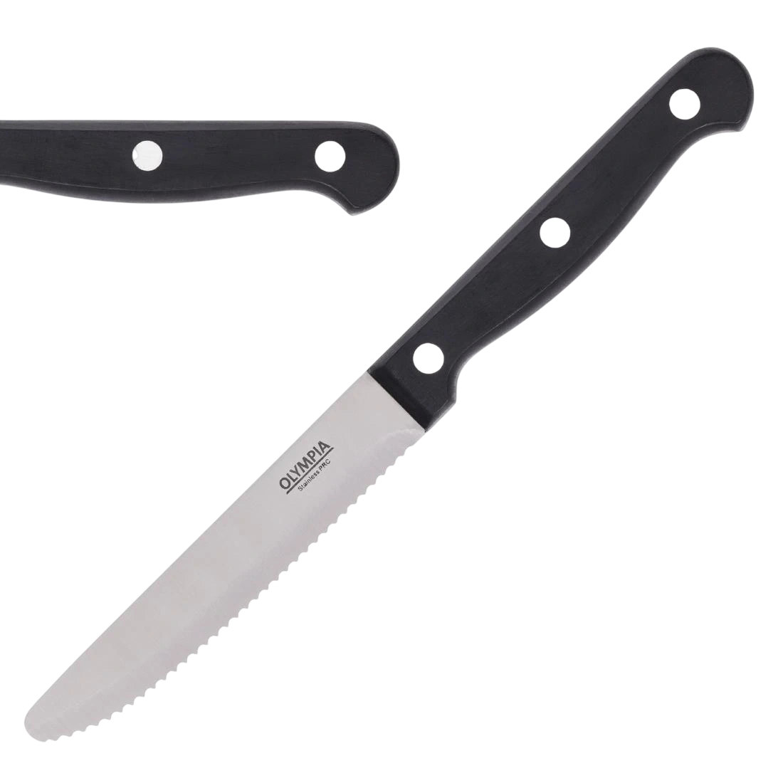 Olympia CS716 Rounded Steak Knife Black - 4 1/2" (Box 12)