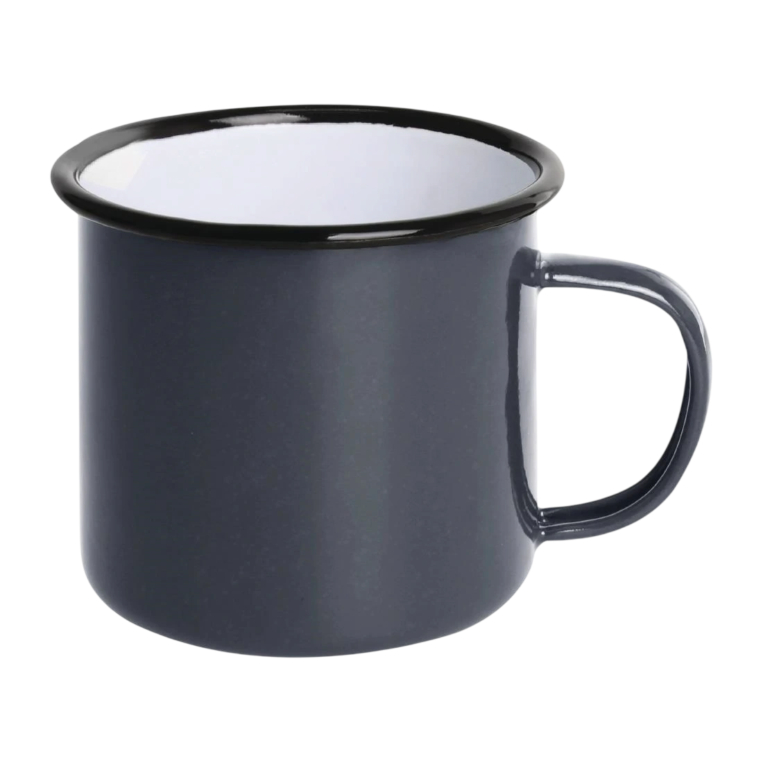 Olympia DC397 Enamel Grey/Black Mug - 350ml 12.25oz (Box 6)
