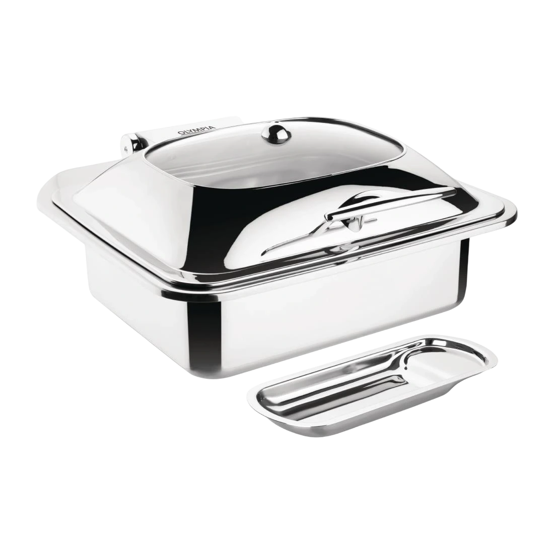 Olympia FT038 Induction Chafer - 1/2 with Glass Lid