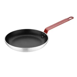 Hygiplas HT965 aluminium non-stick frying pan with Teflon Platinum Plus coating, 240mm, red handle – front view, Australia