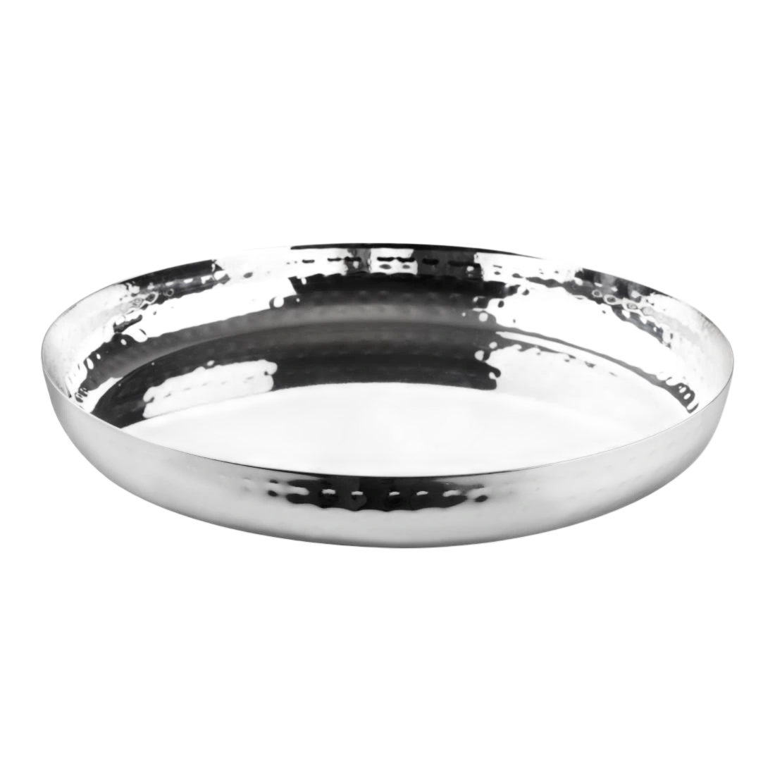 Olympia HY124 Hammered Round Tray Stainless Steel - 260x35mm