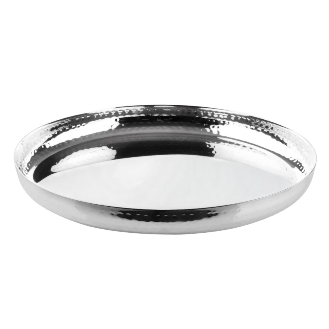 Olympia HY125 Hammered Round Tray Stainless Steel - 320x35mm
