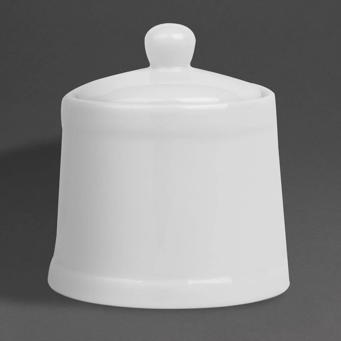 Olympia HY547 Whiteware Pier Sugar Bowl with Lid - 250ml (Box 6)