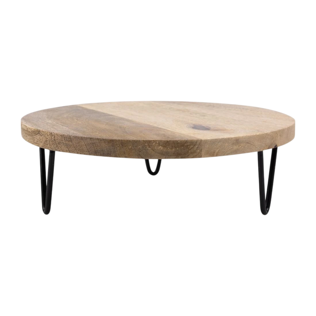 Olympia HY752 Round Display Stand Mango Wood with Metal Legs - 300x80mm