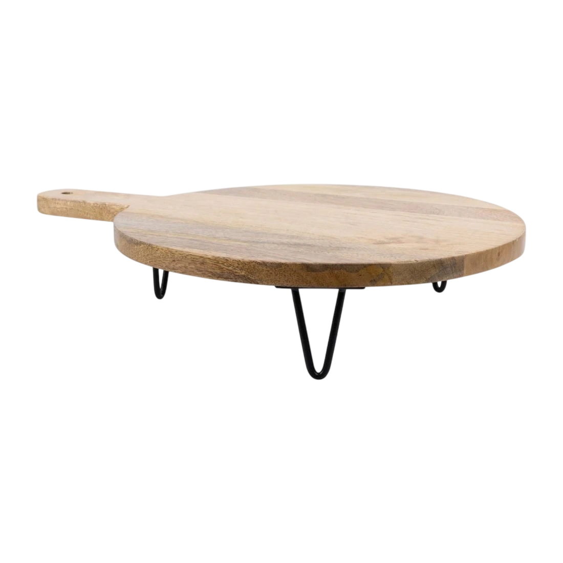Olympia HY754 Round Handled Display Stand Mango Wood with Metal Legs - 400x300x80mm