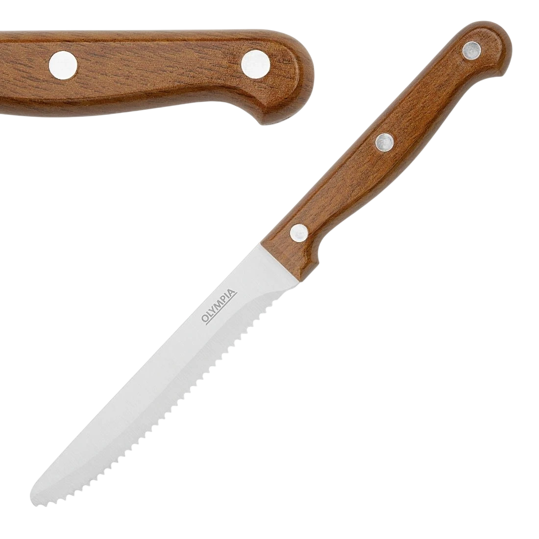 Olympia HZ972 Rounded Steak Knife PP Wood Effect Handle (Box 12)