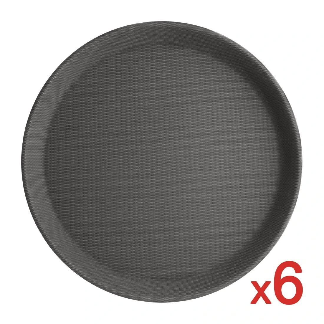 Olympia S658 Kristallon Anti-Slip Plastic Round Tray Black - 356mm 14" (Pack 6)