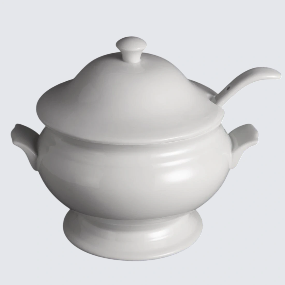 Olympia Y094 Whiteware Soup Tureen & Ladle White - 2.5Ltr 88oz 227x250mm 9x9 3/4"