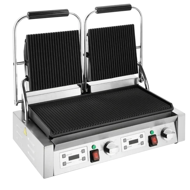 Apuro CU611-A double contact grill with ribbed upper and lower plates