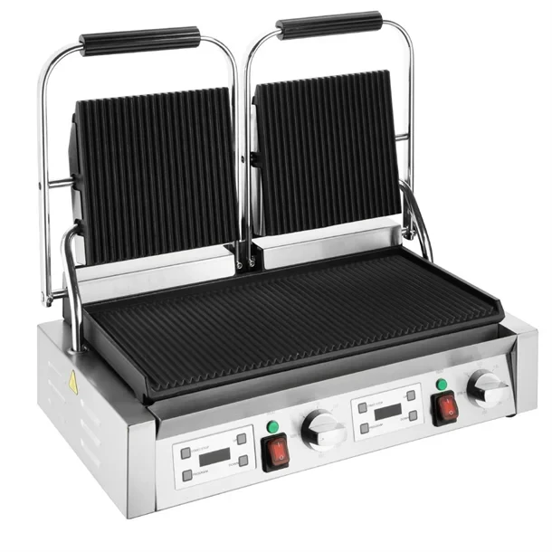 Apuro CU611-A double contact grill with ribbed upper and lower plates