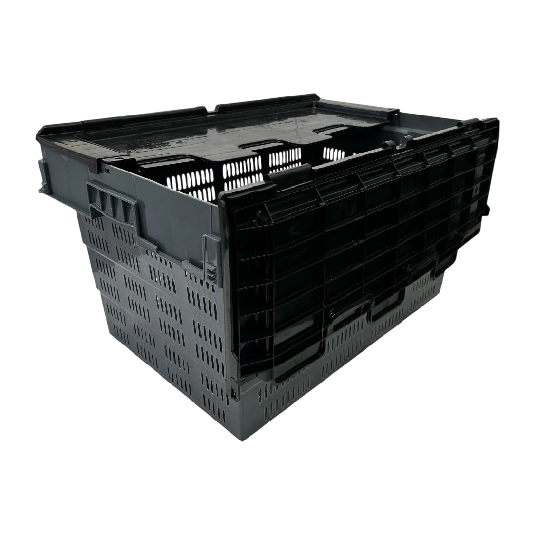 Vogue DX996 Perforated Plastic Transport/Storage Crate with attached Lid 600x400x320mm