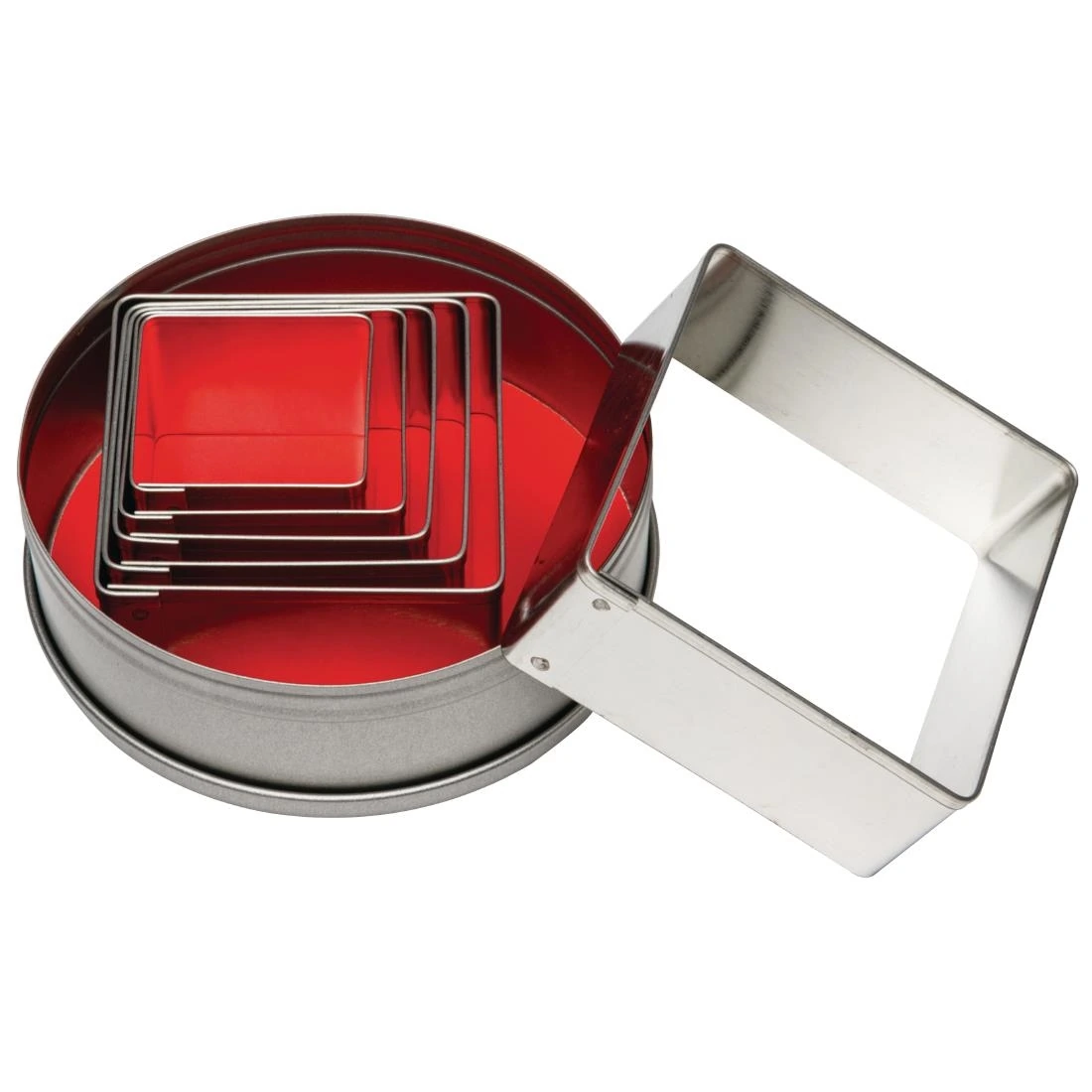Vogue E017 Square Plain Pastry Cutter Set Mild Steel - 100mm 4" (Pack of 6)