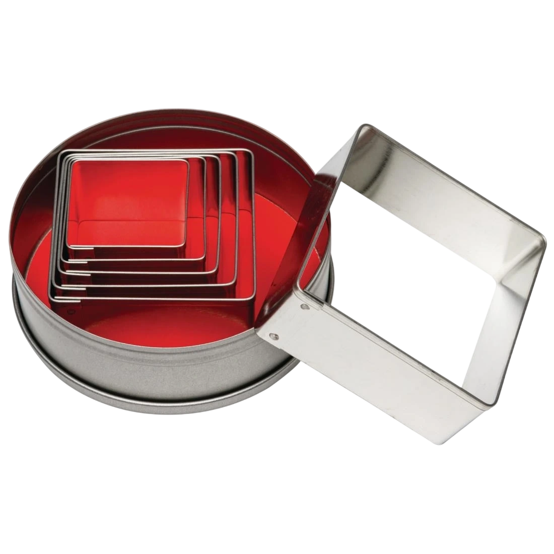 Vogue E017 Square Plain Pastry Cutter Set Mild Steel - 100mm 4" (Pack of 6)