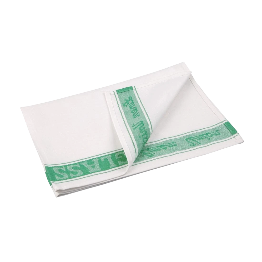 E912 EDLP - Vogue Glass Cloth Linen Union Green Border - 760x510mm