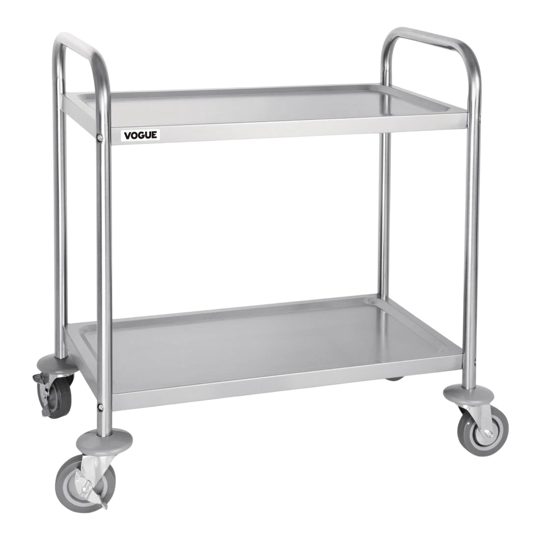 Vogue F996 2 Tier Flat Pack Trolley St/St - 825H x 710L x 405Wmm