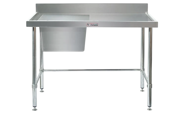 Simply Stainless SS05.1200L LB Sink Bench – 1200×600mm, Left Bowl, Leg Brace