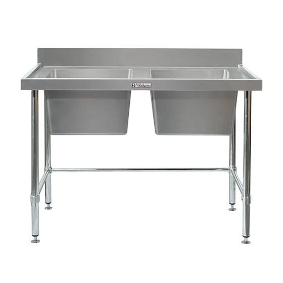 Simply Stainless SS06.1800 LB Double-Bowl Sink Bench – 1800×600mm, Leg Brace