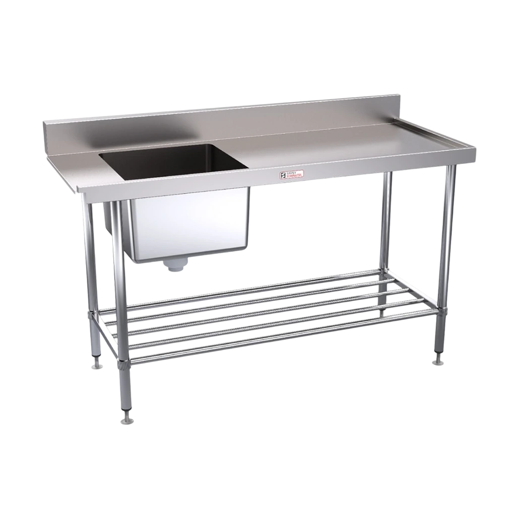 Simply Stainless SS08.1200R Inlet Bench – 1200×600mm, Right Bowl