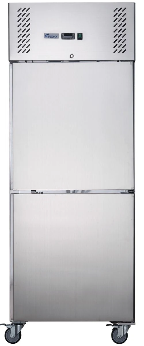 FED-X XURF600S1V-QLD313 S/S Two half Door Upright Freezer – 600L