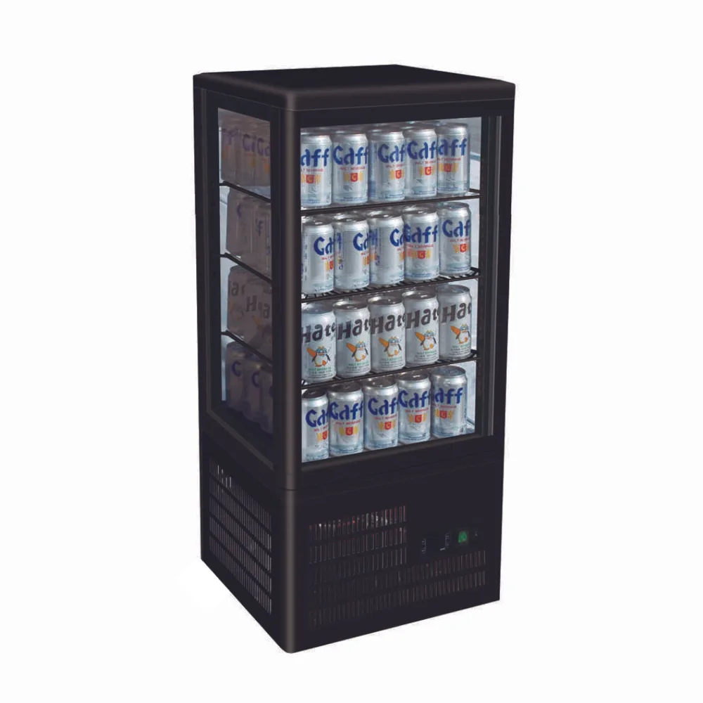 2NDs: Thermaster Four-Sided Countertop Beverage Display Fridge Black - TCBD78B-QLD352