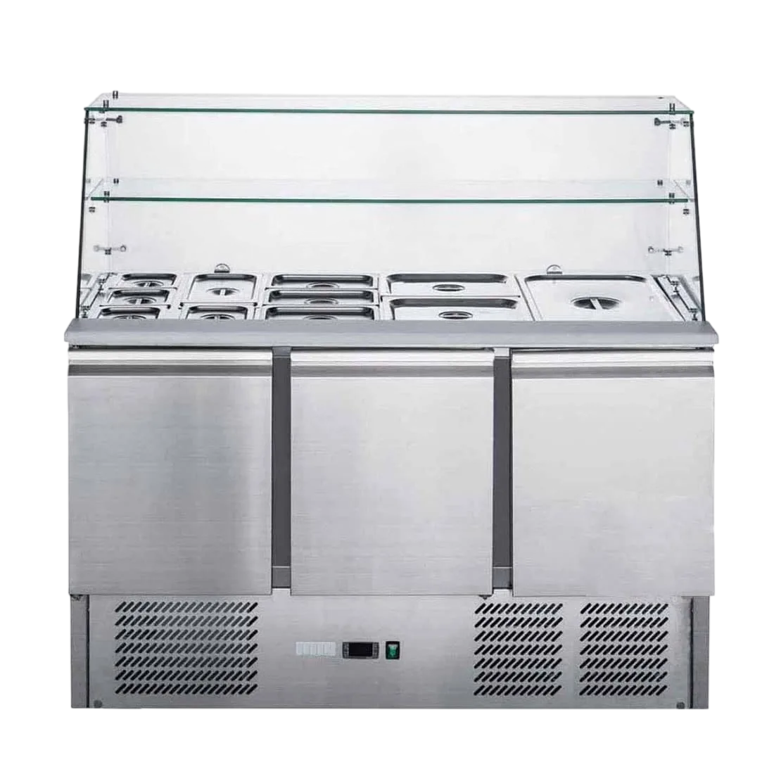 FED-X XS903GC-QLD374 Three Door Salad Prep Fridge with Glass Top