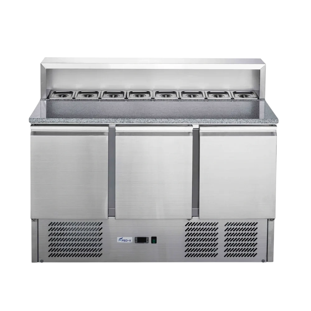 2NDs: FED-X Three Door Salad Prep Fridge with Marble Top - XGNS1300E-NSW2111