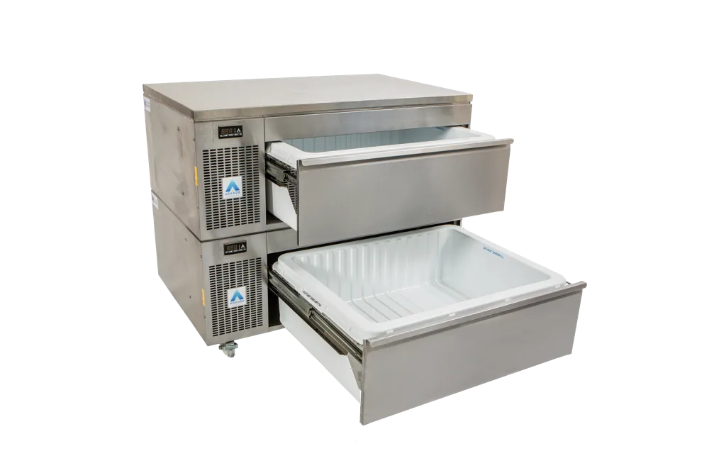 Adande VCS2.CW Dual Temperature Drawer Fridge-Freezer – Standard Castor (adjustable) / Solid Work Top