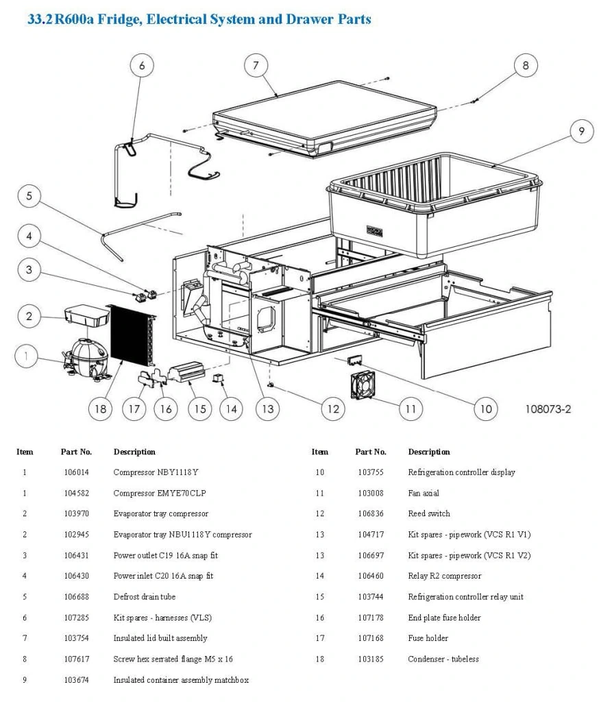 Adande VCM2.RT Dual Temperature Drawer Fridge-Freezer – Roller (adjustable) / Cover Top