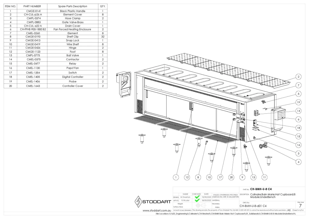 Culinaire CH.BMH.U.8 Hot Food Bain Marie – 8 Bay, Under Bench
