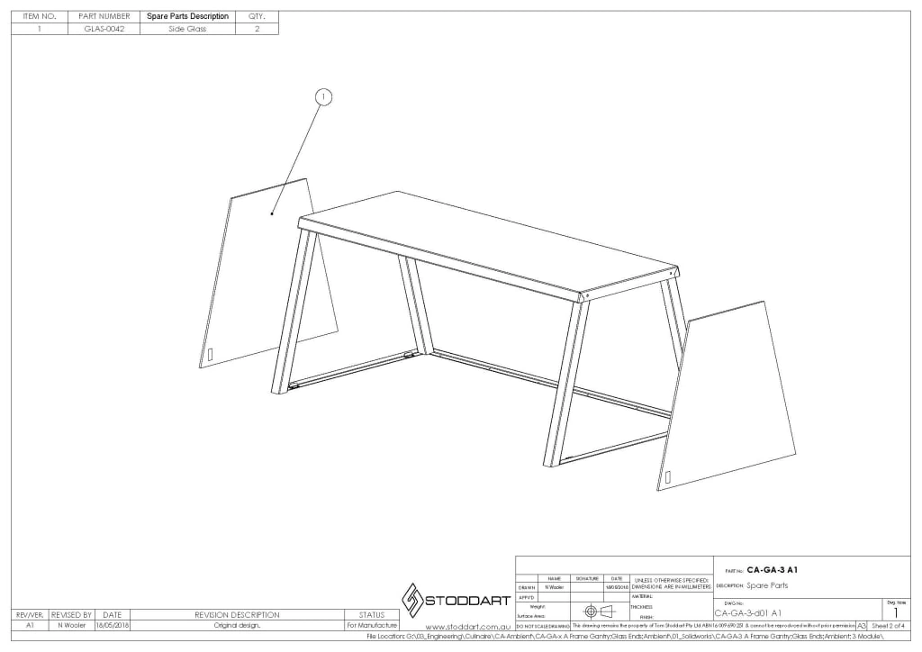 Culinaire CA.GA.3 Heated Gantry – Ambient A-Frame Gantry
