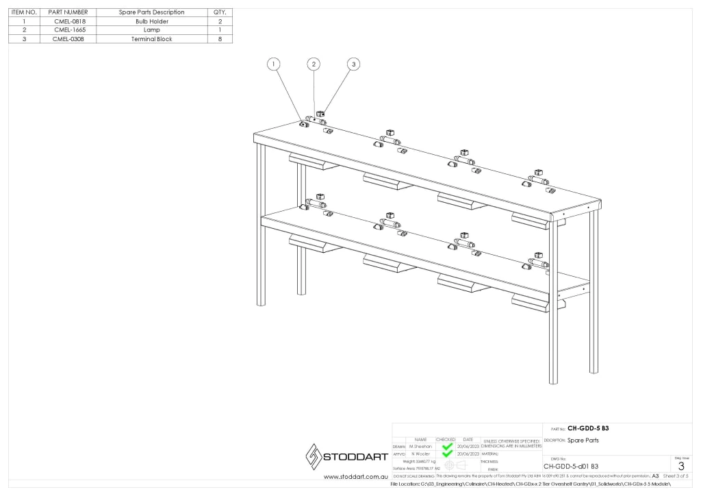 Culinaire CH.GDD.5 Heated 2 Tier Gantry – heat lamps to both shelves
