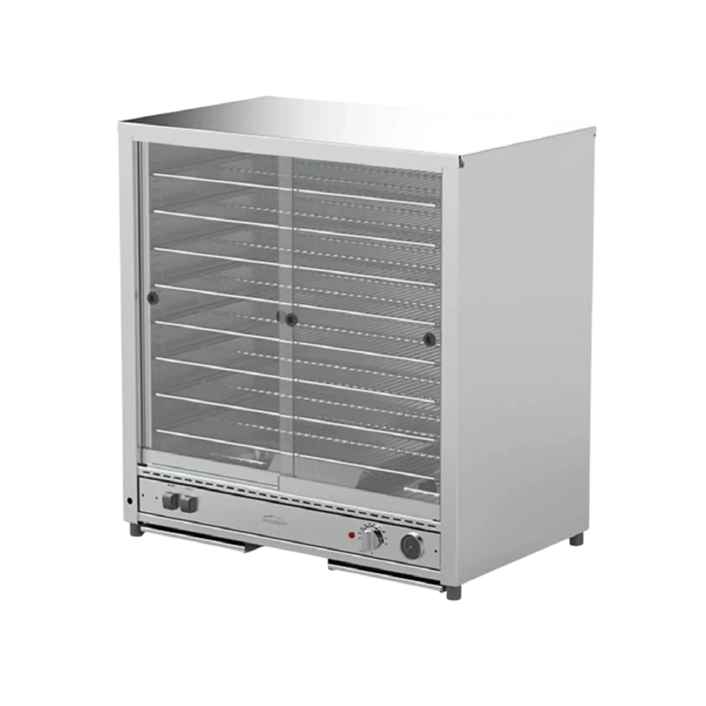 Woodson W.PIP200T 200-pie warmer with glass sliding doors and solid glass panel