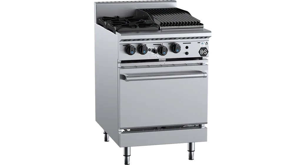 B+S OV-SB2-CBR3 Oven with Two Open Burners & 300mm Char Broiler