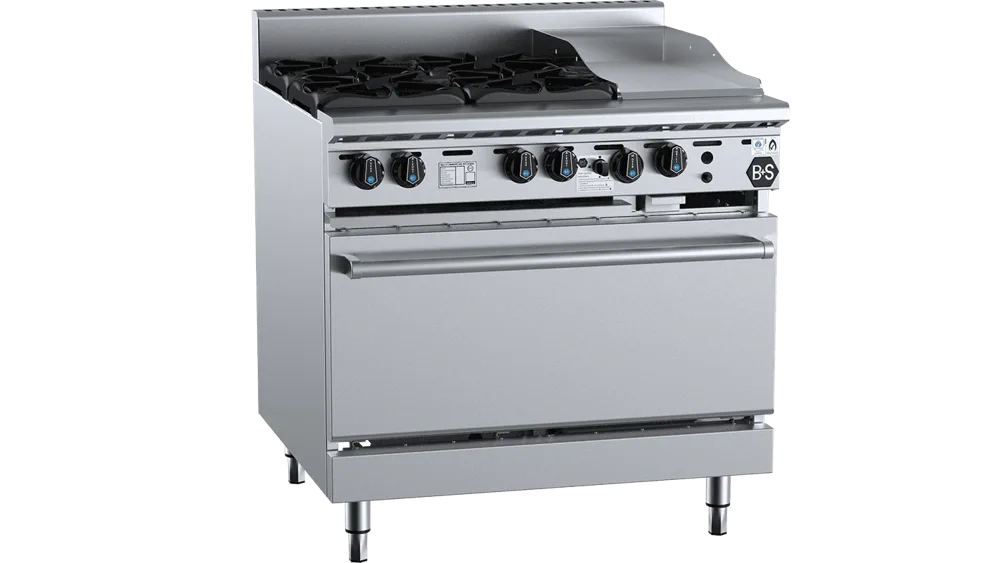 B+S OV-SB4-GRP3 Oven with Four Open Burners & 300mm Grill Plate