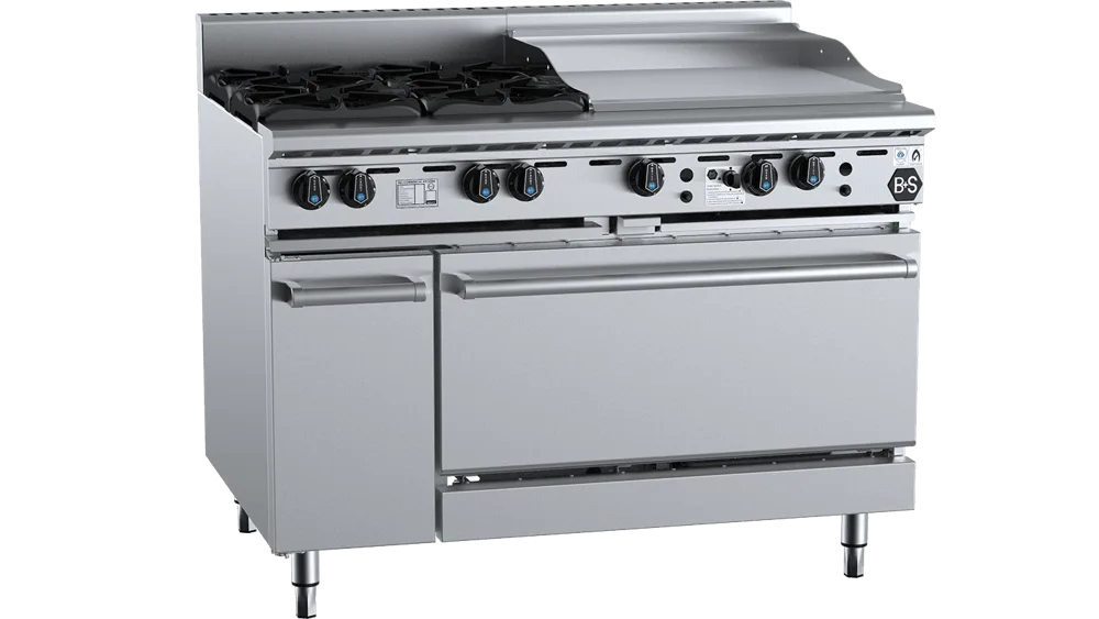 B+S OV-SB4-GRP6 Oven with Four Open Burners & 600mm Grill Plate