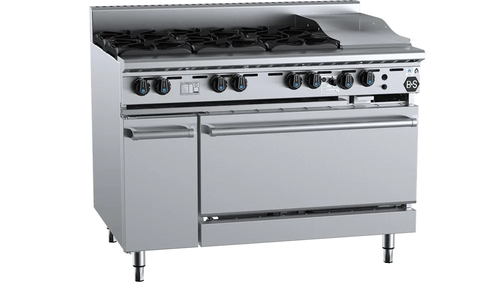 B+S OV-SB6-GRP3 Oven with Six Open Burners & 300mm Grill Plate