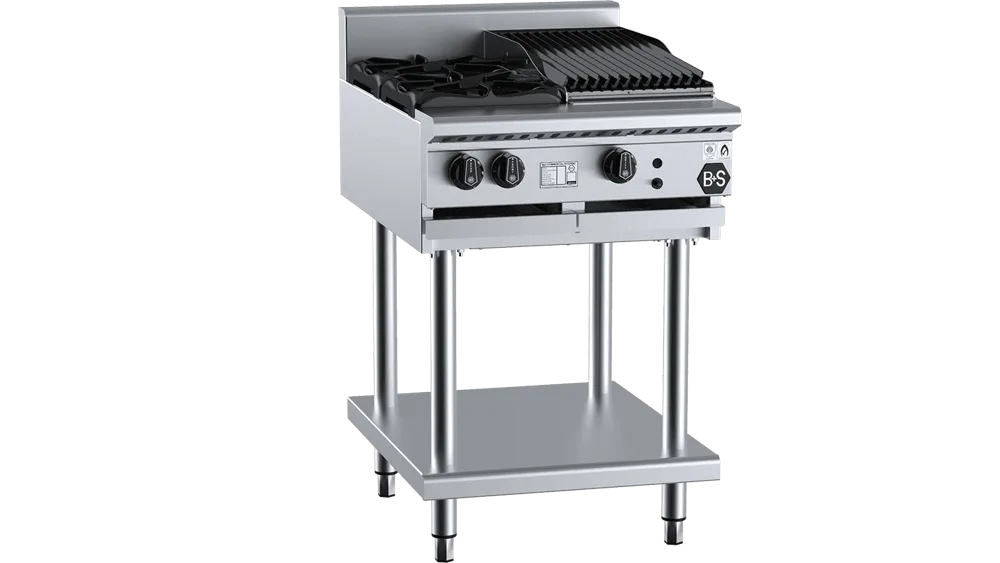 B+S BT-SB2-CBR3 Combination Two Open Burners & 300mm Char Broiler