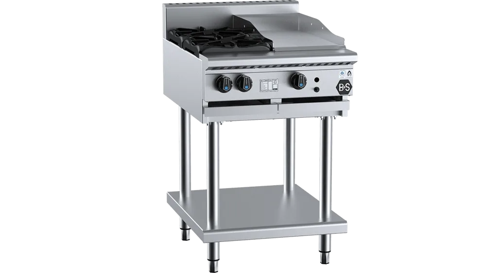 B+S BT-SB2-GRP3 Combination Two Open Burners & 300mm Grill Plate