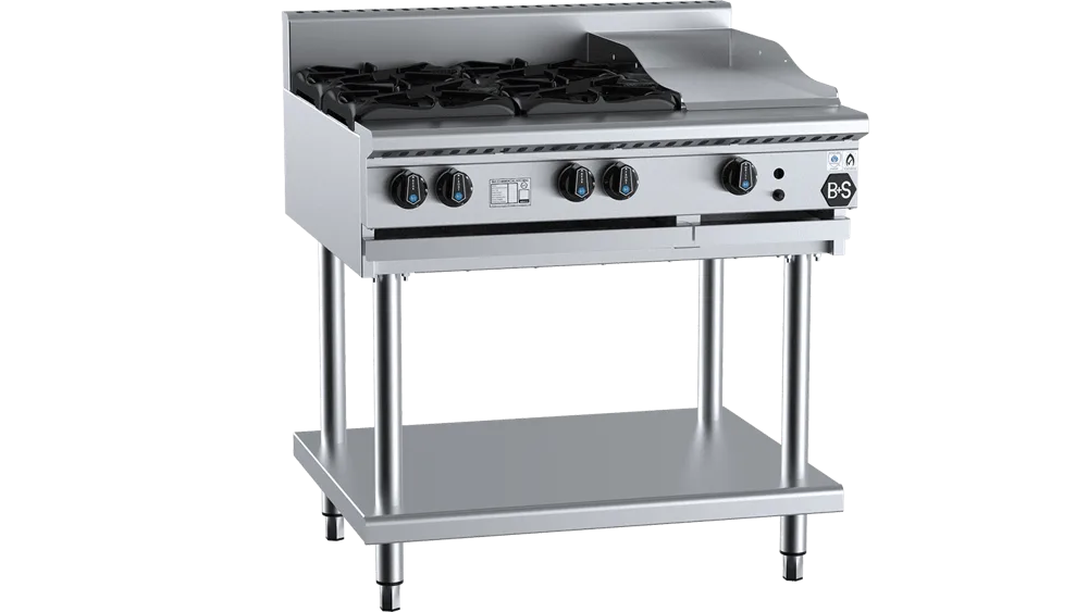 B+S BT-SB4-GRP3 four open burners with 300mm grill plate