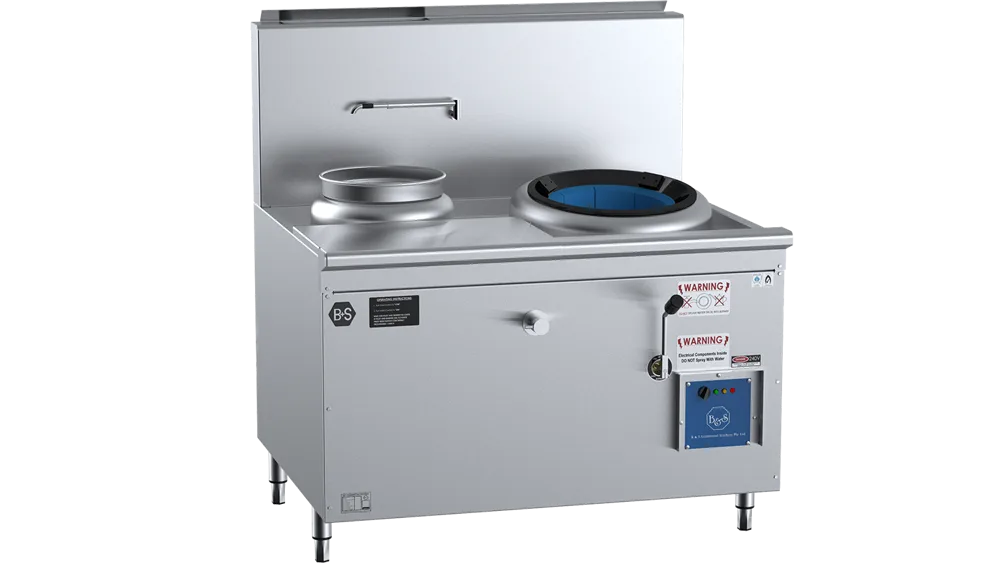 B+S CCF-HP1+1L Single Hole Hi Pac Wok with Left Rear Pot & Side Prep Table