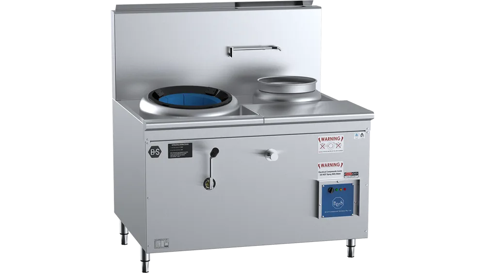 B+S CCF-HP1+1R Single Hole Hi Pac Wok with Right Rear Pot & Side Prep Table